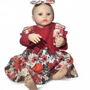 Floral Dress Baby Doll with Red Outfit